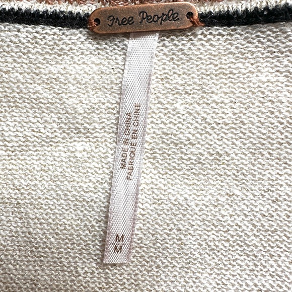 Free People Sweater - Sz Medium - Deep V-Neck - Color Block - Gold Dust - Picture 2 of 8